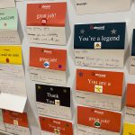 A wall of encouraging thank you notes